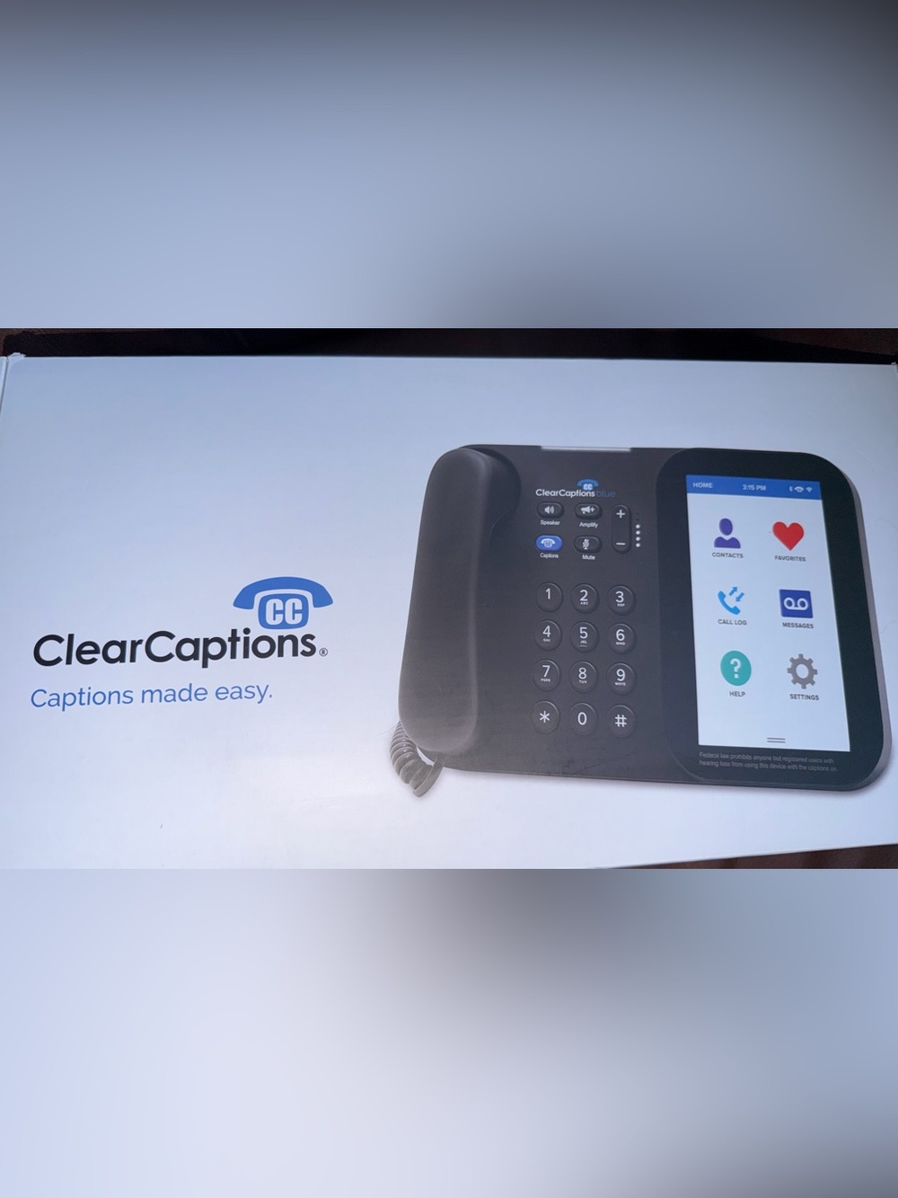 Clear Captions Blue Hearing Impaired Call Captioning Phone Brand New Open Box